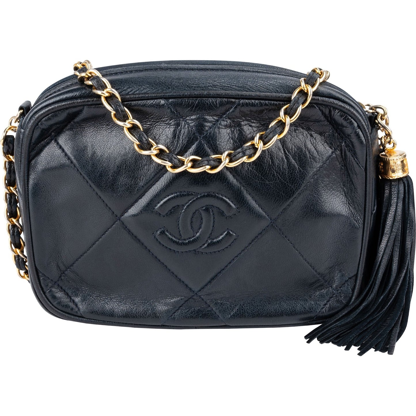 Chanel Quilted Lambskin Tassel Camera Crossbody Bag