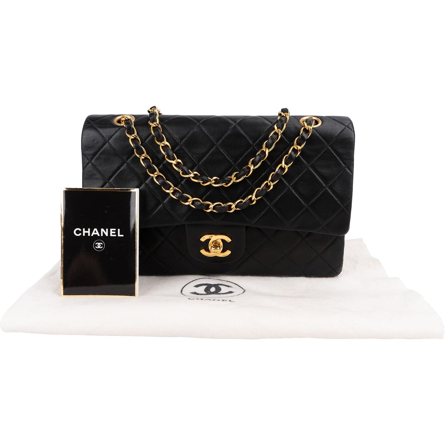 Chanel Quilted Lambskin 24K Gold Medium Double Flap Shoulder Bag