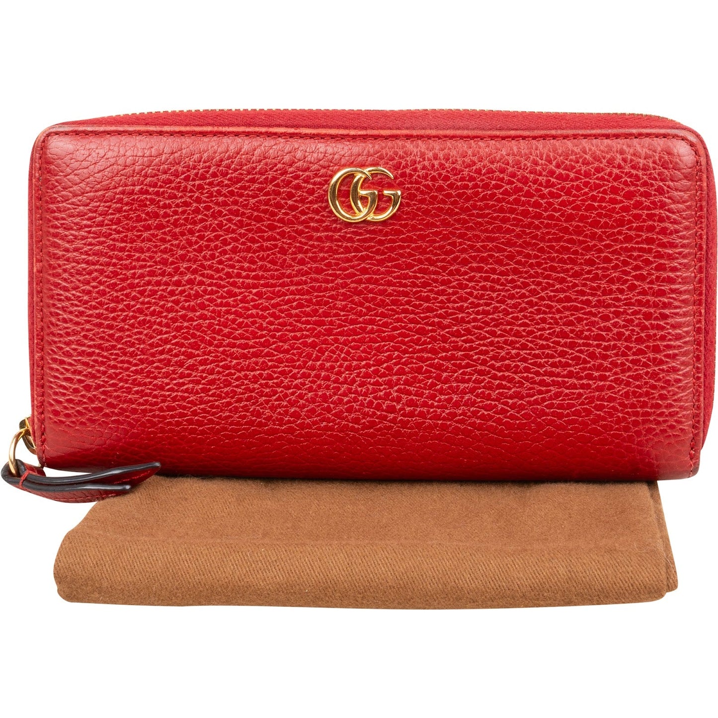 Gucci Grained Leather GG Marmont Zip Around Wallet