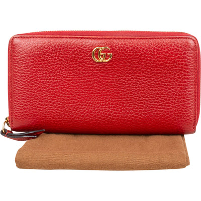 Gucci Grained Leather GG Marmont Zip Around Wallet