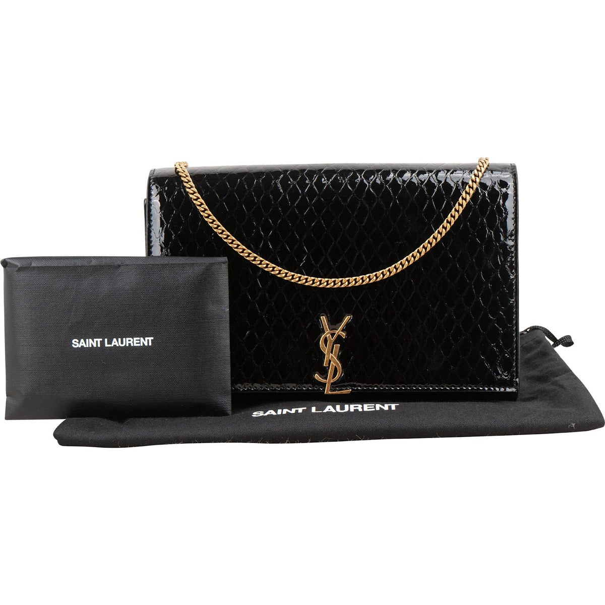 Yves Saint Laurent Python-Embossed Patent Leather Kate Wallet On Chain Crossbody Bag