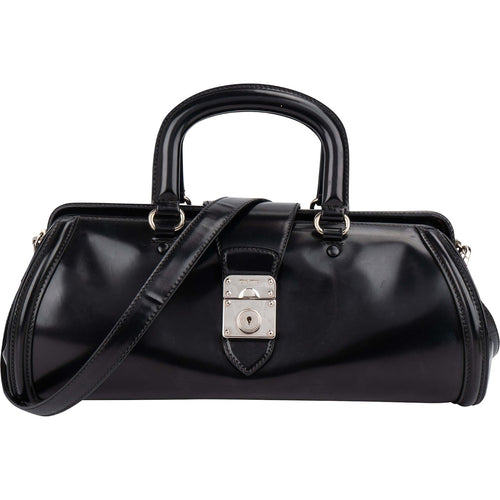Miu Miu Spazzolato Leather Doctor Style Buckle Handbag