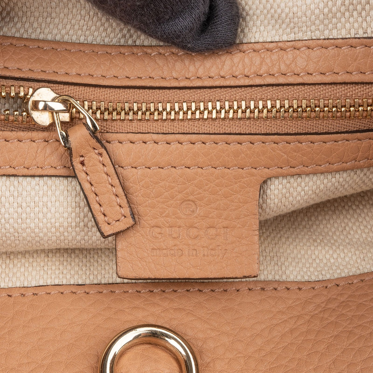 Gucci Perforated Leather Canvas GG Soho Crossbody Bag