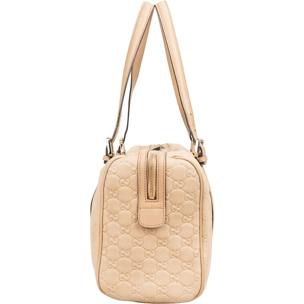 Gucci Beige Guccissima Leather Web GG Boston Shoulder Bag