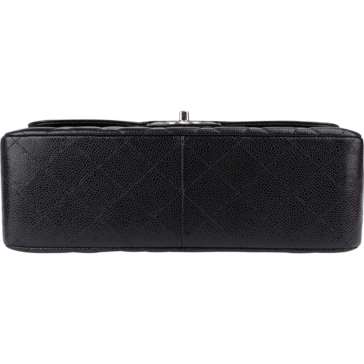 Chanel Quilted Caviar Leather Palladium Jumbo Double Flap Crossbody Bag