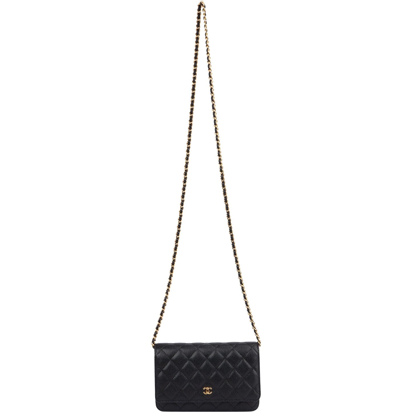 Chanel Quilted Caviar Leather Wallet On Chain Crossbody Bag