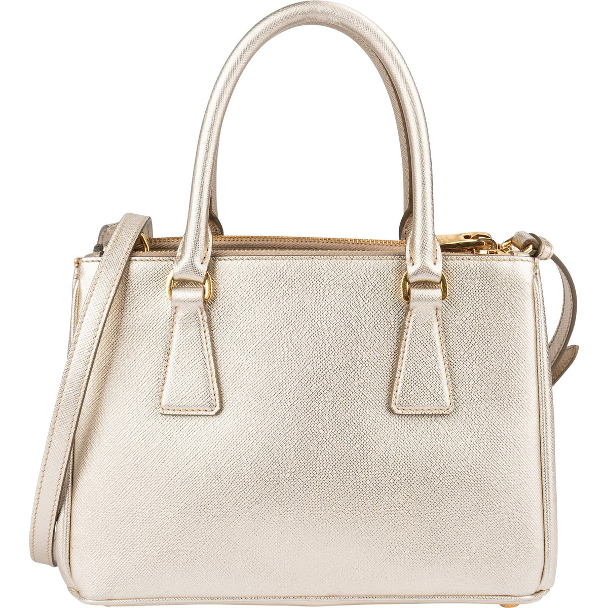 Prada Metallic Saffiano Leather Galleria Small Handbag