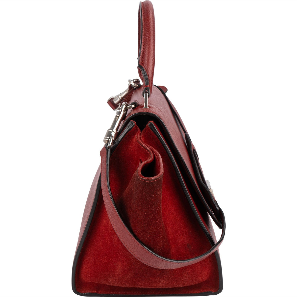 Celine Grained Leather and Suede Trapeze Handbag