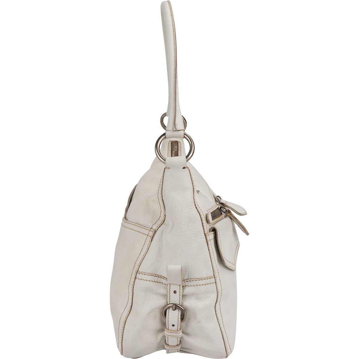 Prada Leather Double Pocket Triangle Shoulder Bag