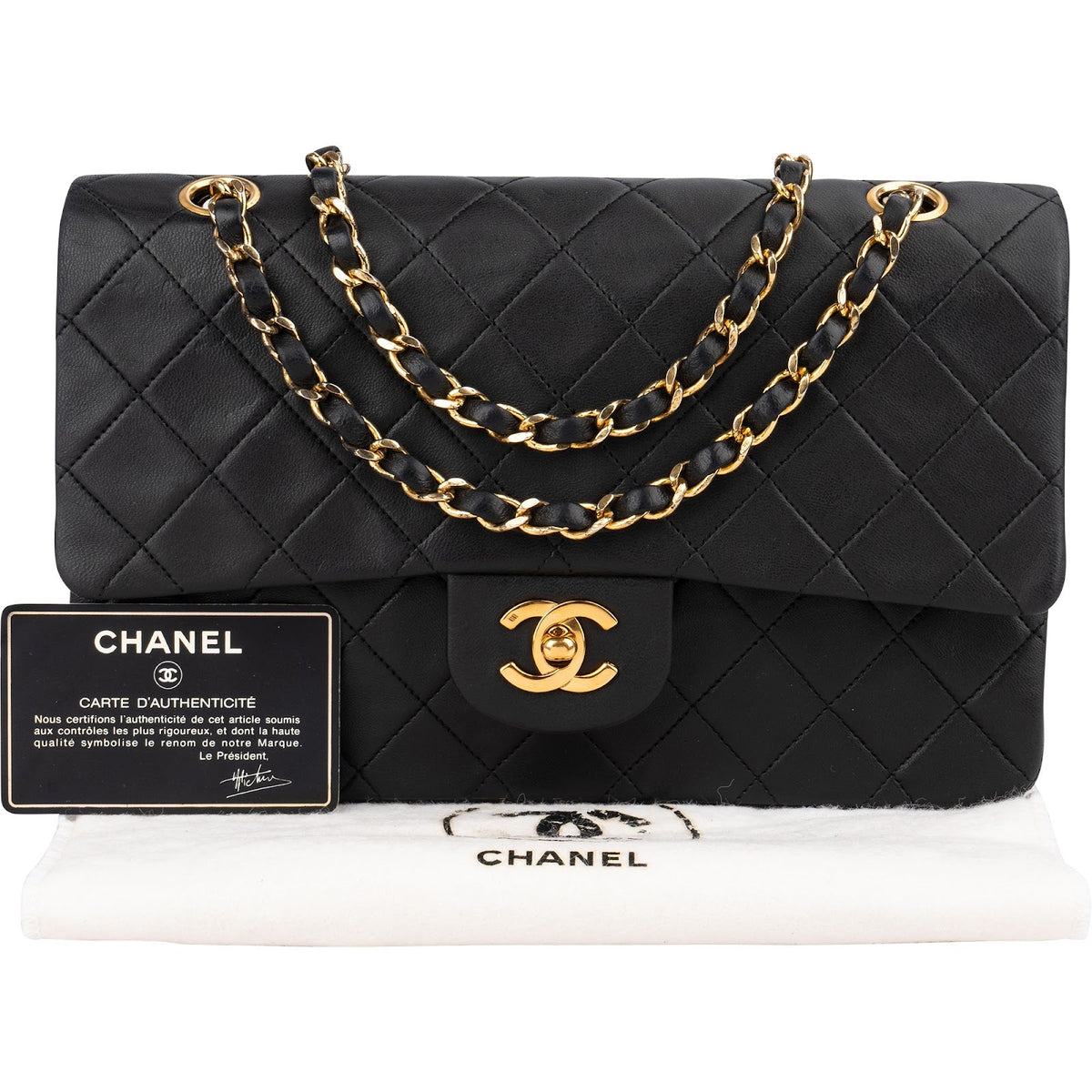 Chanel Quilted Lambskin 24K Gold Medium Double Flap Shoulder Bag
