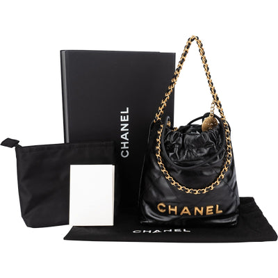 Chanel 22 Stitching Lambskin Small Drawstring Bag Handbag