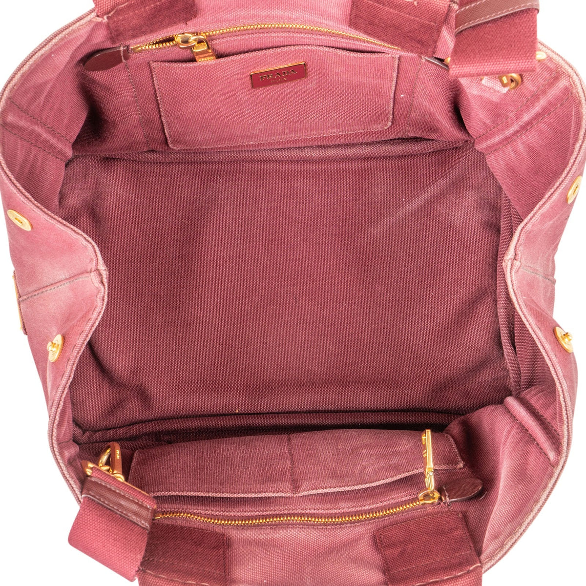 Prada Bordeaux Canvas Canapa Tote Handbag