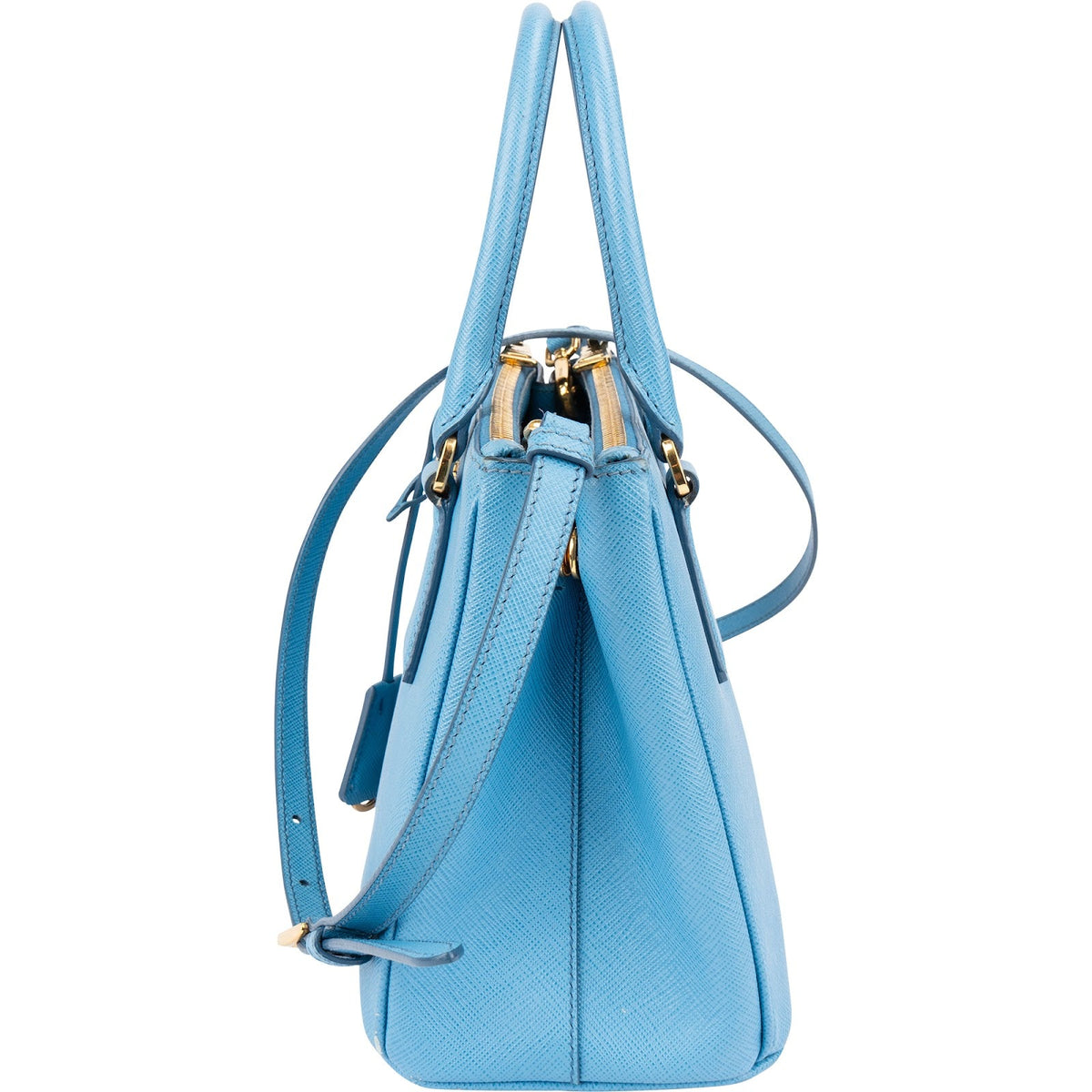 Prada Light Blue Saffiano Leather Galleria Small Handbag