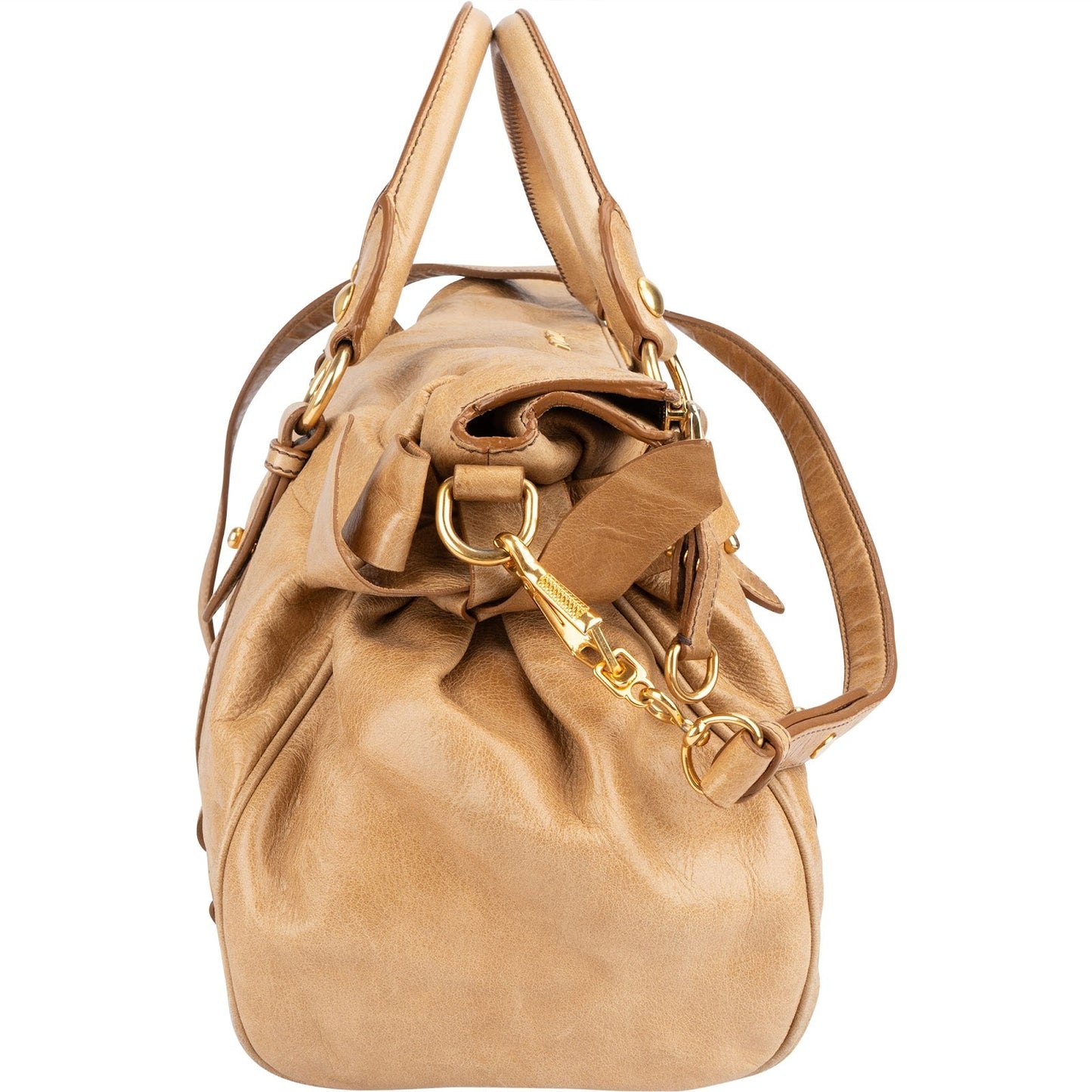Miu Miu Vitello Lux Bow Satchel Handbag