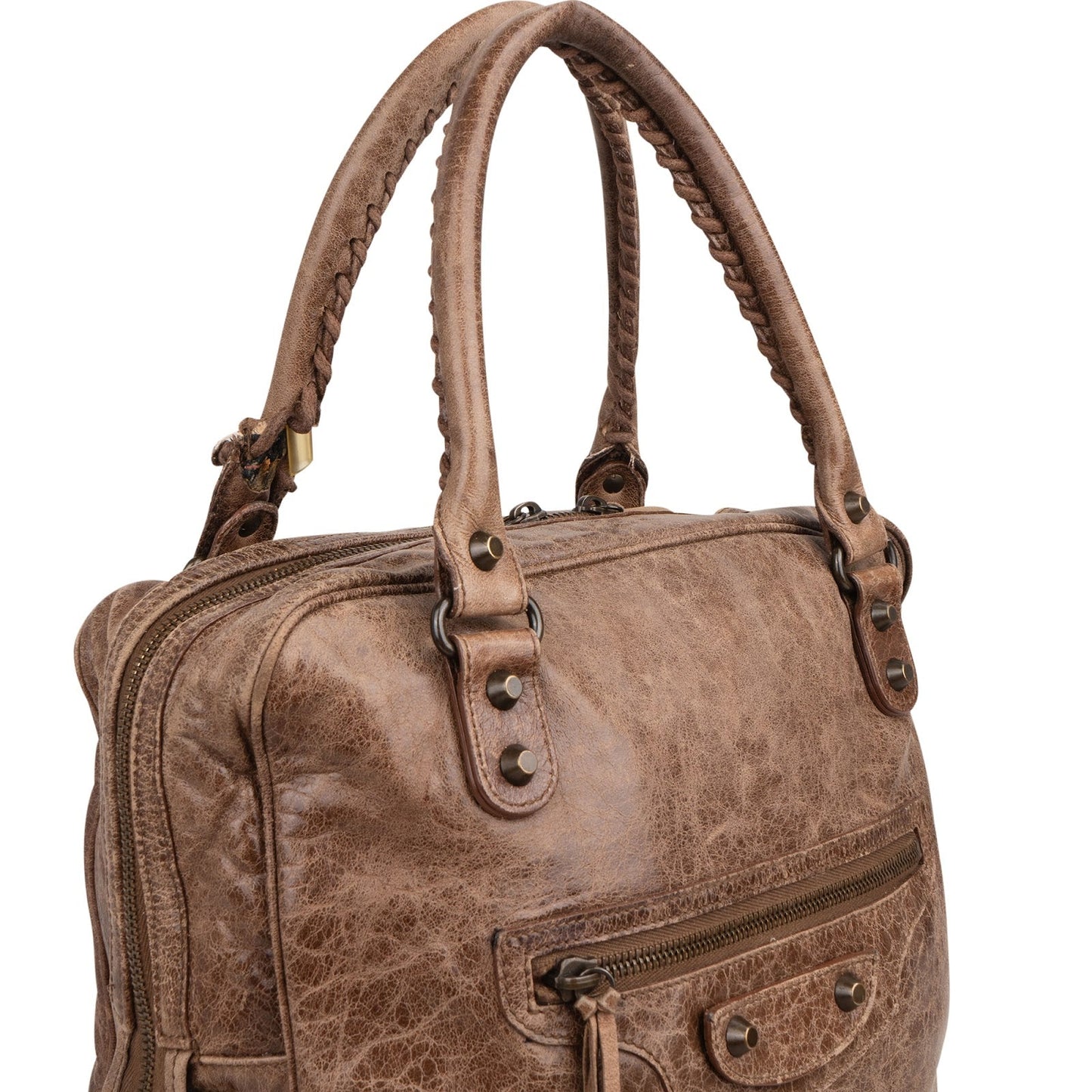 Balenciaga Brown Leather Paper Bag Tote City Handbag