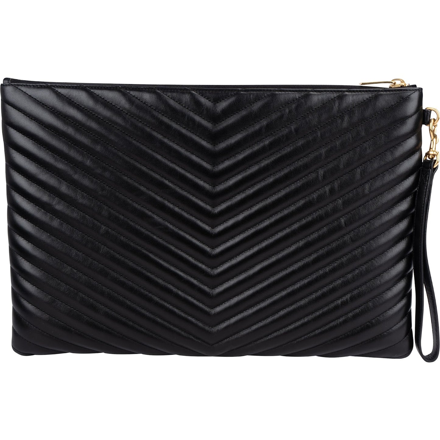 Saint Laurent Quilted Leather Large Monogram Clutch