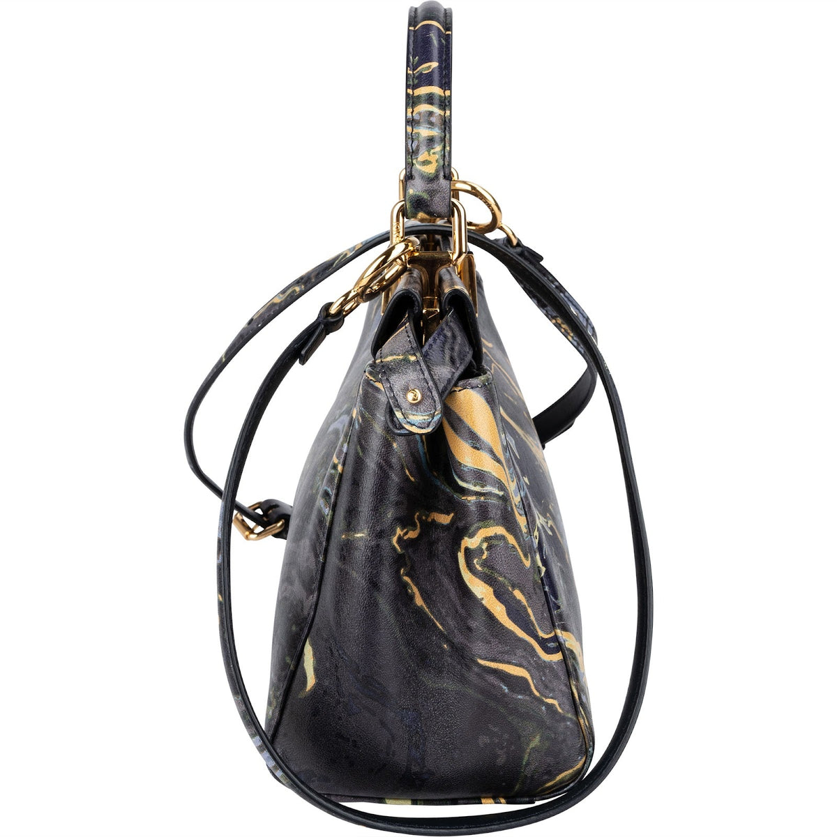 Fendi Marbled Leather Peekaboo Mini Handbag