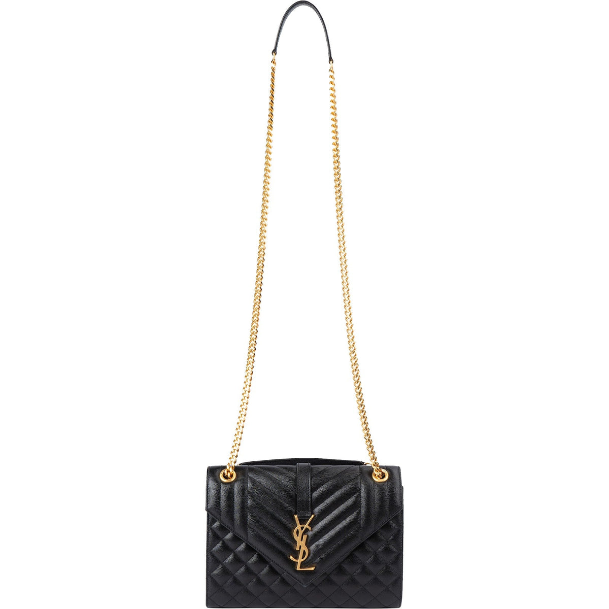 Saint Laurent Grain De Poudre Embossed Leather Envelope Crossbody Bag