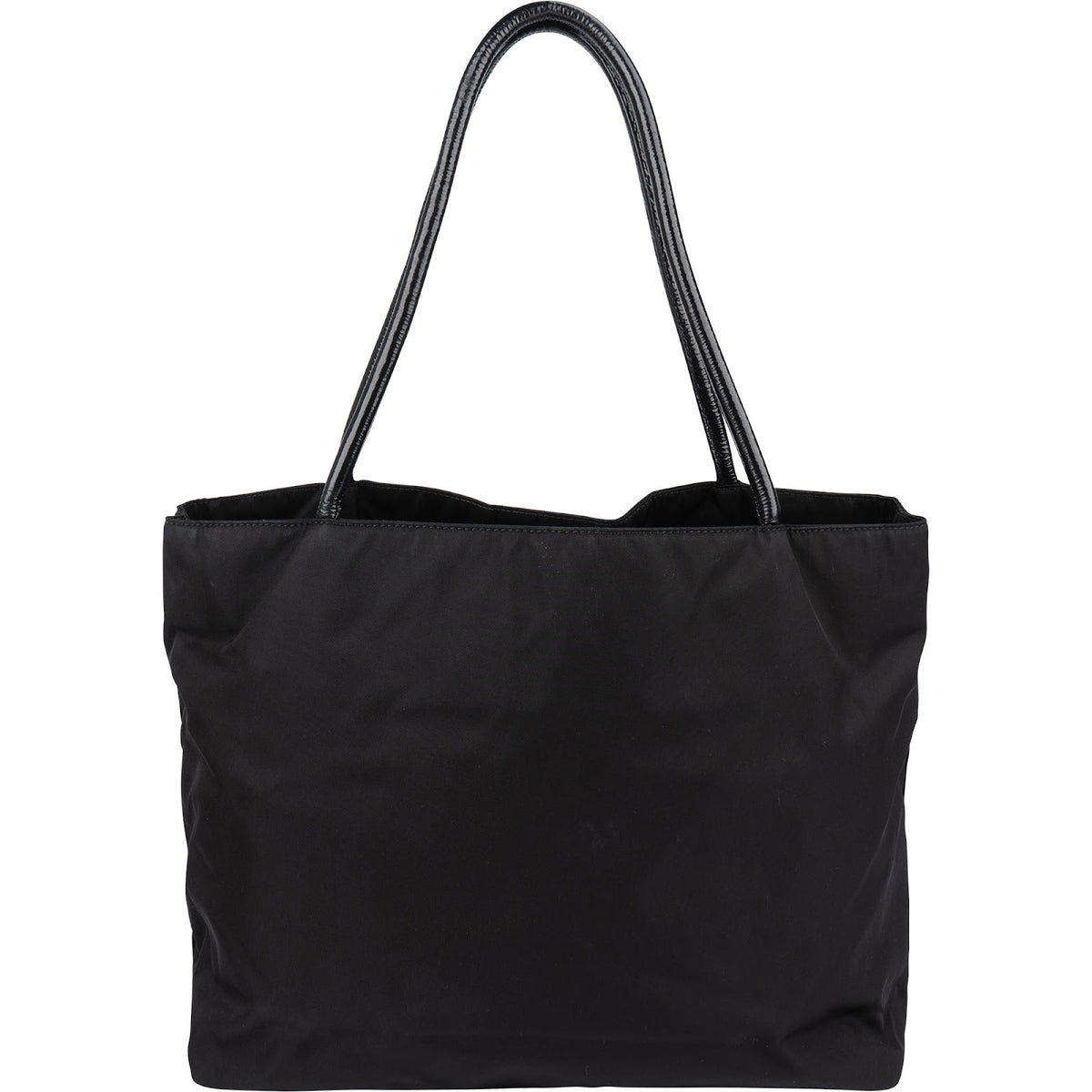 Prada Tessuto Nylon Patent Leather Handle Tote Shoulder Bag