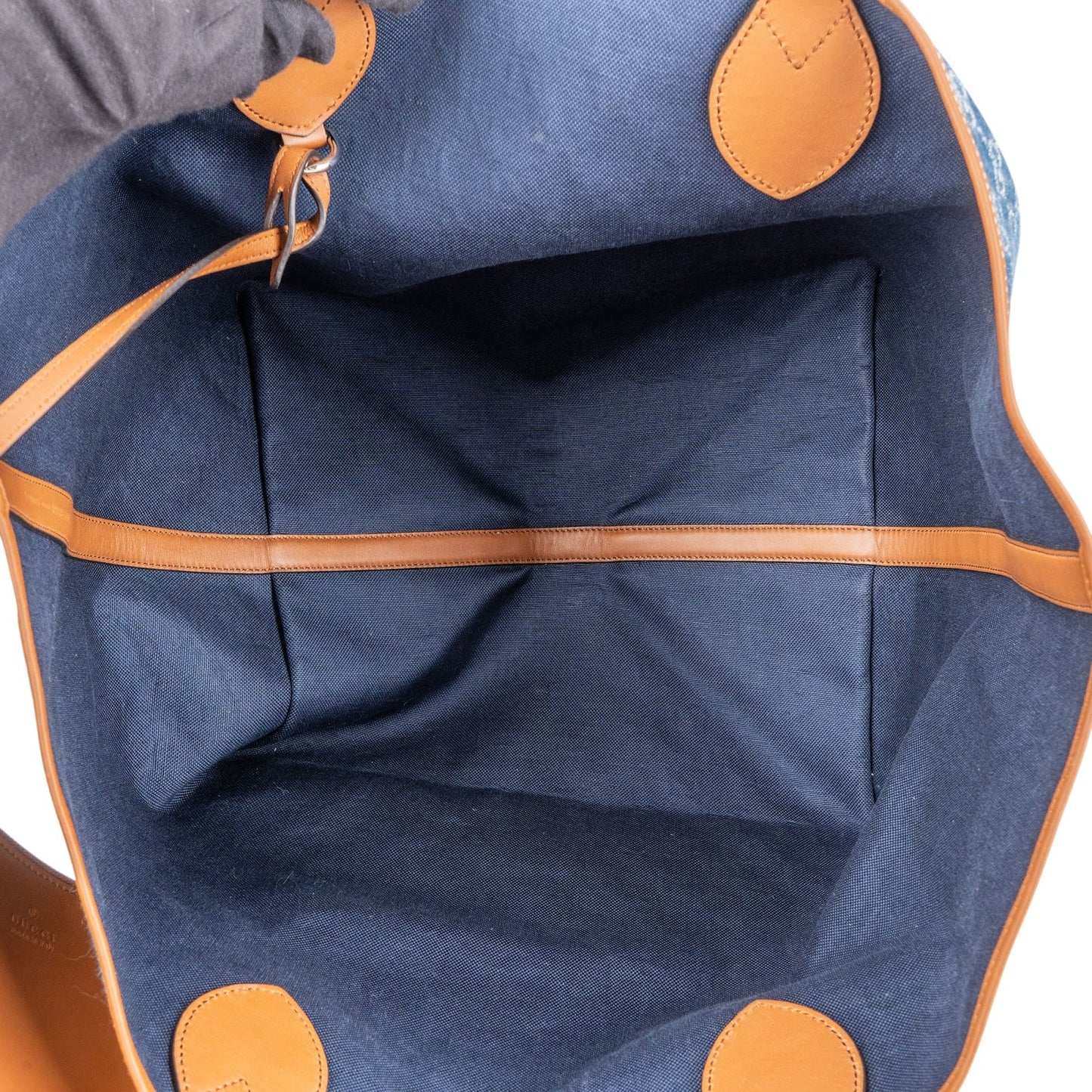 Gucci Monogram Denim GG Tote Shoulder Bag