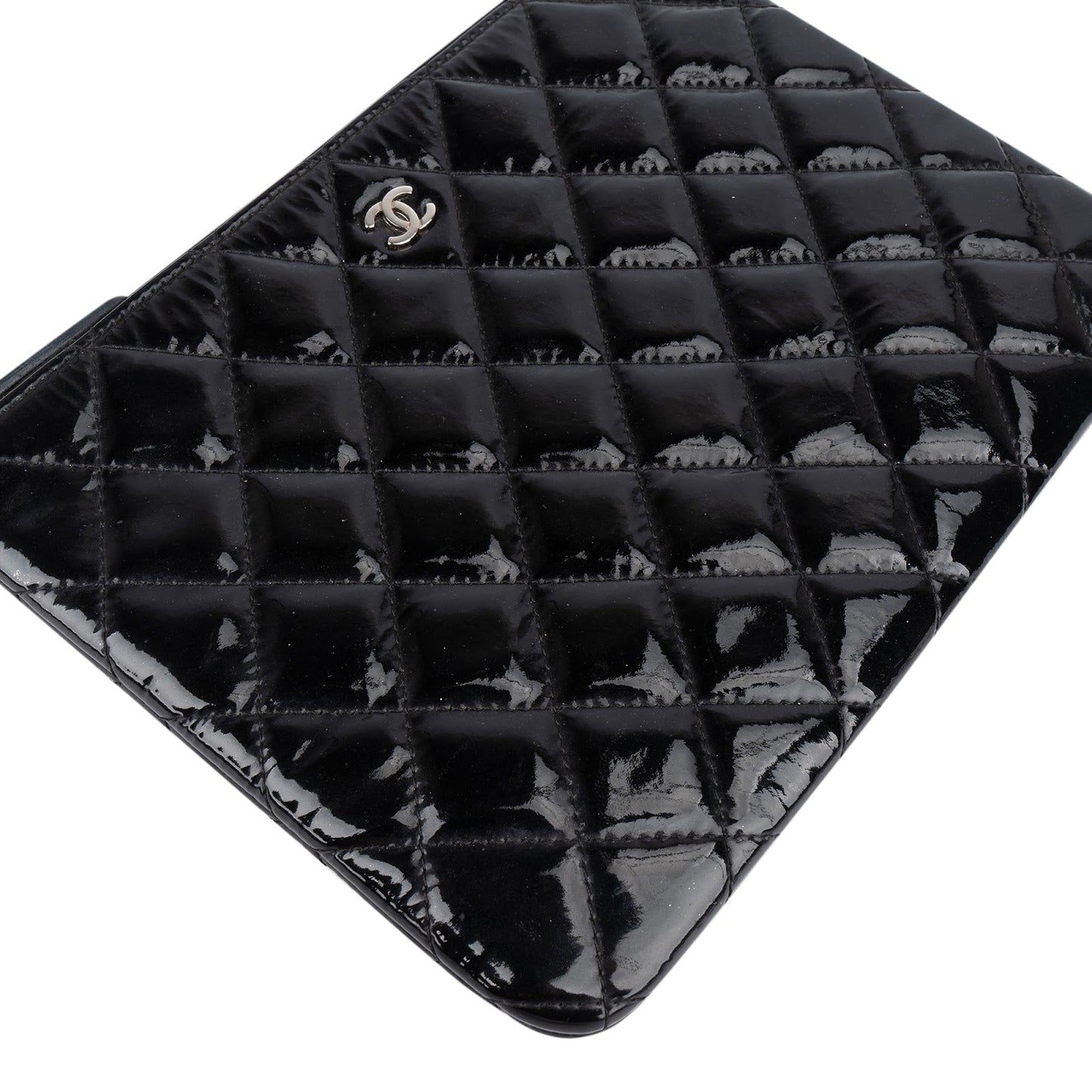 Chanel Quilted Patent Leather CC Clutch