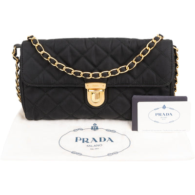 Prada Quilted Tessuto Nylon Chain Single Flap Crossbody Bag