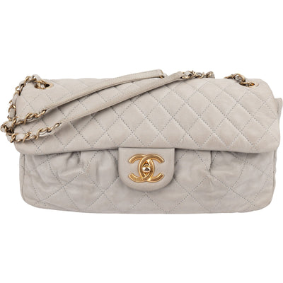 Chanel Quilted Nubuc Easy Single Flap Shoulder Bag
