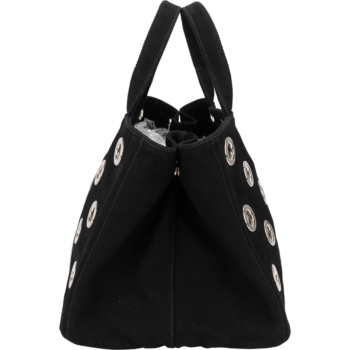 Prada Triangle Perforated Grommet Canapa Handbag