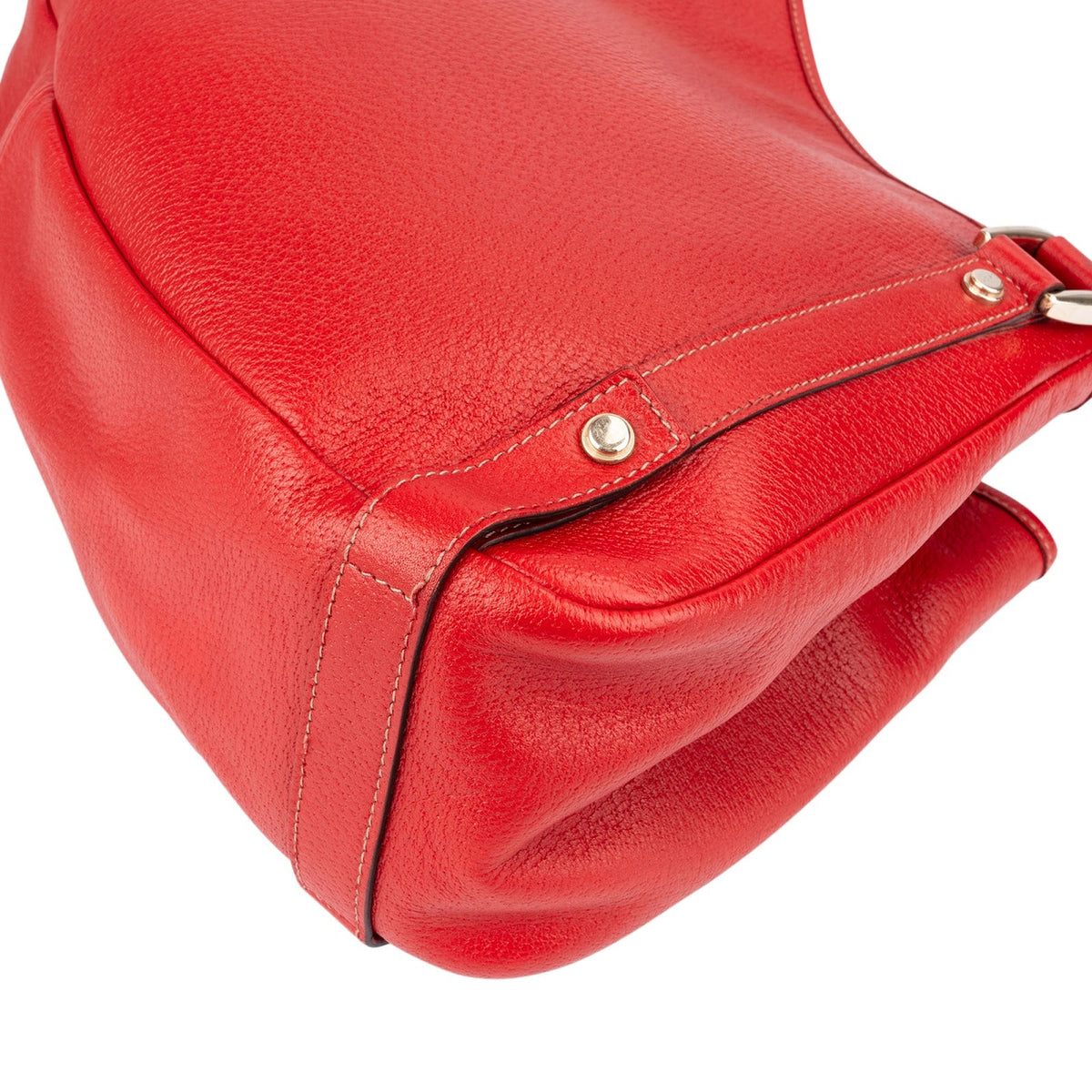 Gucci Red Pebbled Leather D-Ring Handbag