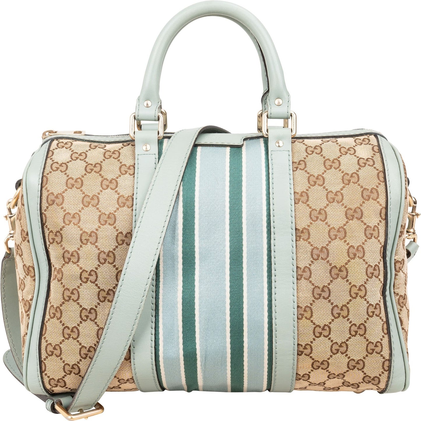 Gucci Monogram GG Canvas Vintage Web Boston Bag Handbag