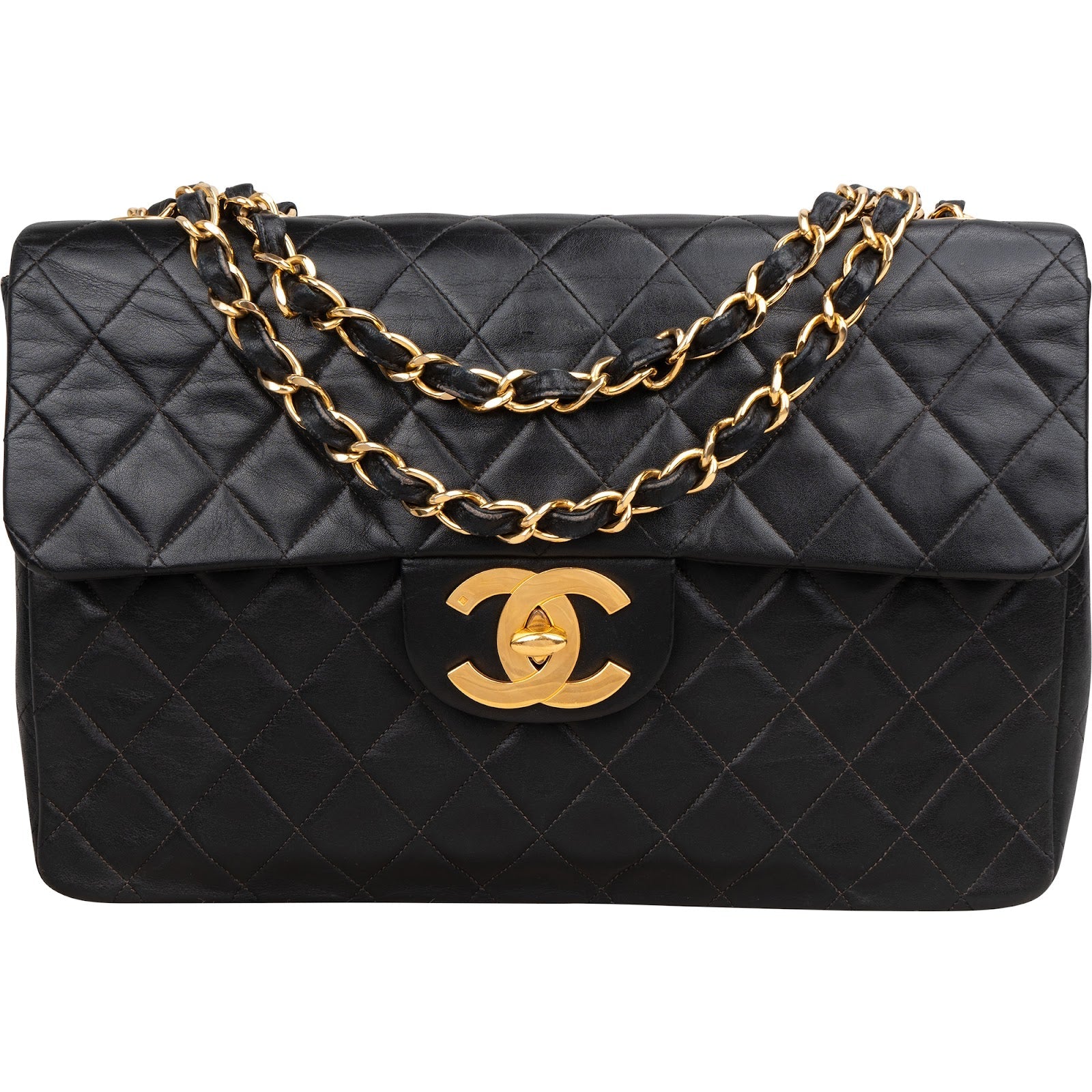 Chanel Quilted Lambskin 24K Gold Jumbo Single Flap Crossbody Bag