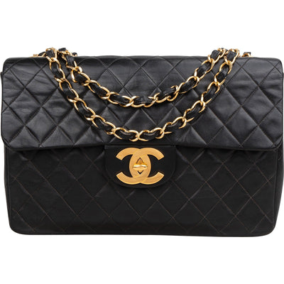 Chanel Quilted Lambskin 24K Gold Jumbo Single Flap Crossbody Bag