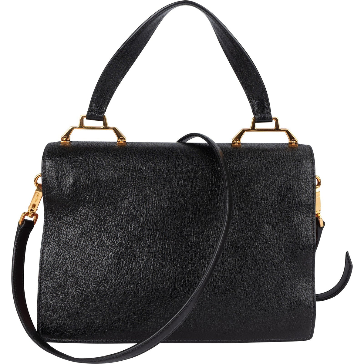 Miu Miu Black Madras Leather Top Handle Crossbody Handbag