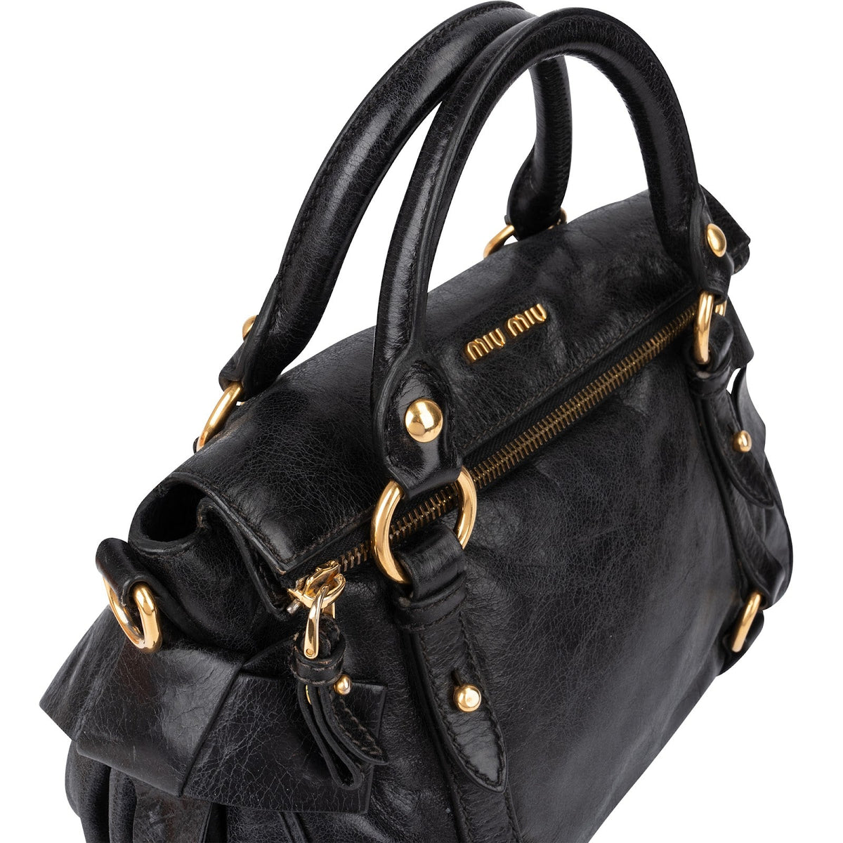 Miu Miu Small Bow aus Vitello-Lux-Leder – Ansicht 3