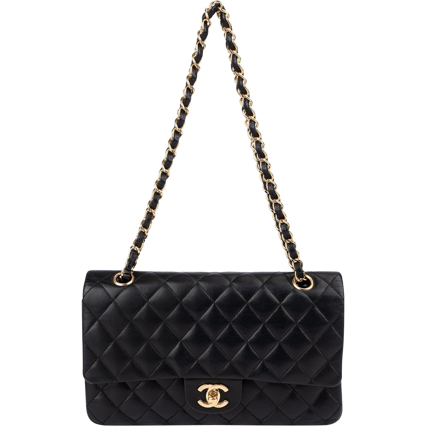 Chanel Quilted Lambskin CC Medium Double Flap Shoulder Bag