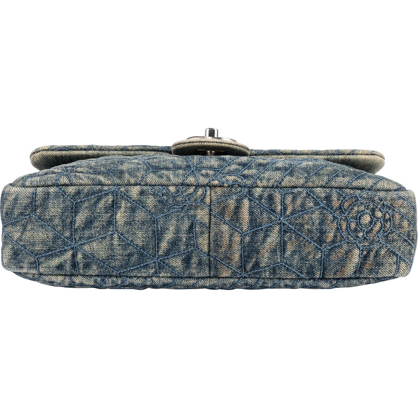 Chanel Denim Camellia Single Flap Crossbody Bag