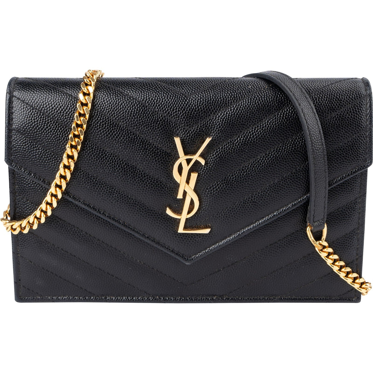 Saint Laurent Grain De Poudre Monogram Wallet On Chain Crossbody Bag