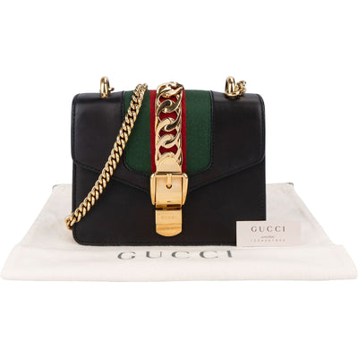Gucci Black Leather Small Sylvie Crossbody Bag