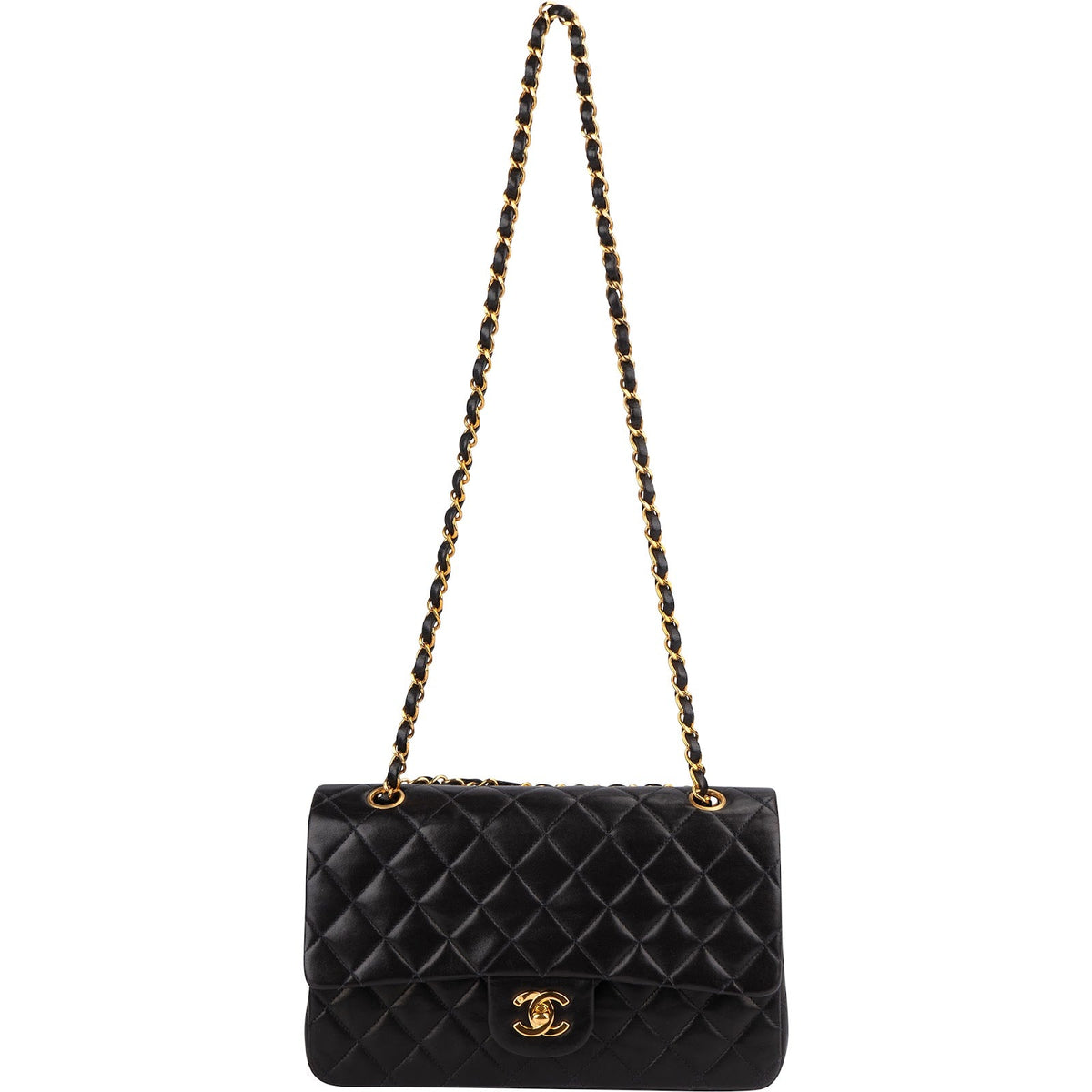 Chanel Quilted Lambskin 24K Gold Medium Double Flap Shoulder Bag
