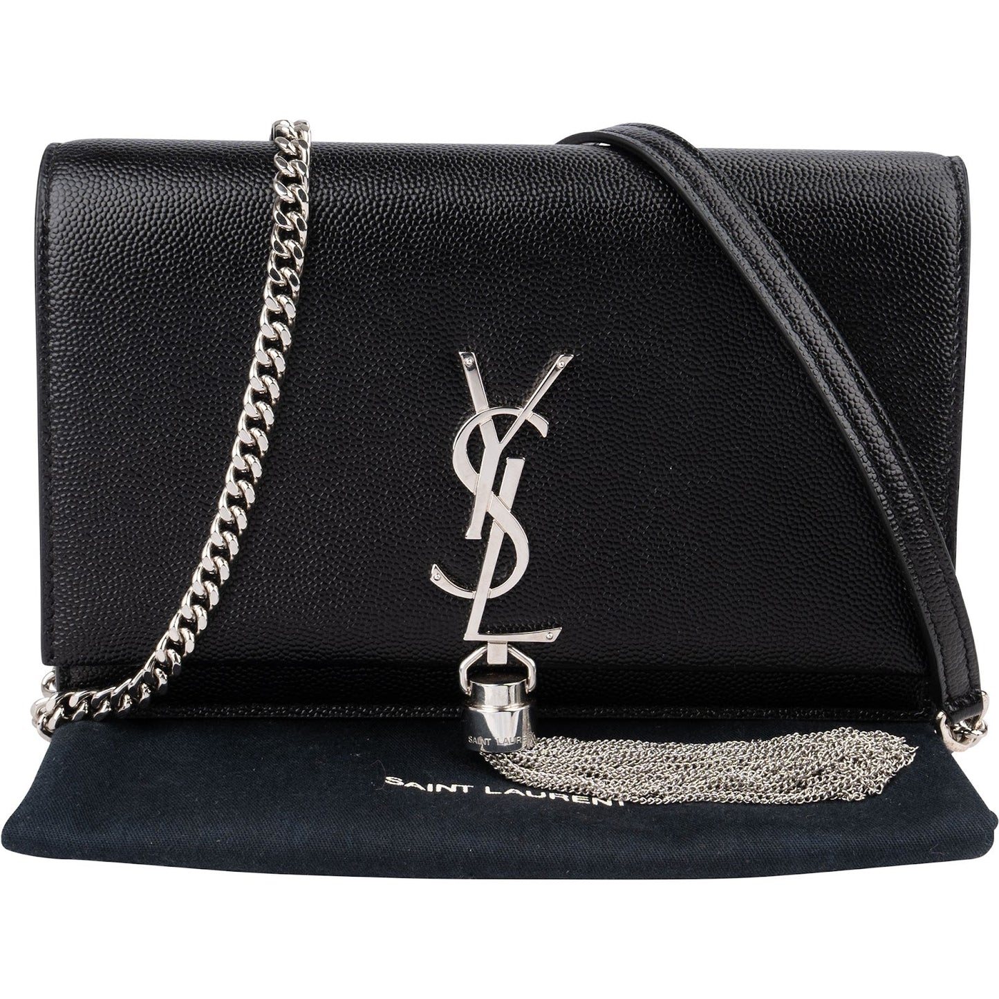 Saint Laurent Grain de Poudre Kate Tassel Wallet On Chain Crossbody Bag