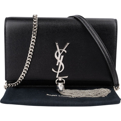 Saint Laurent Grain de Poudre Kate Tassel Wallet On Chain Crossbody Bag