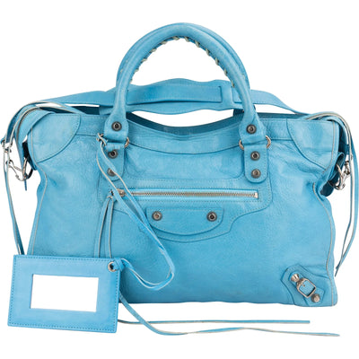 Balenciaga Blue Leather City Handbag