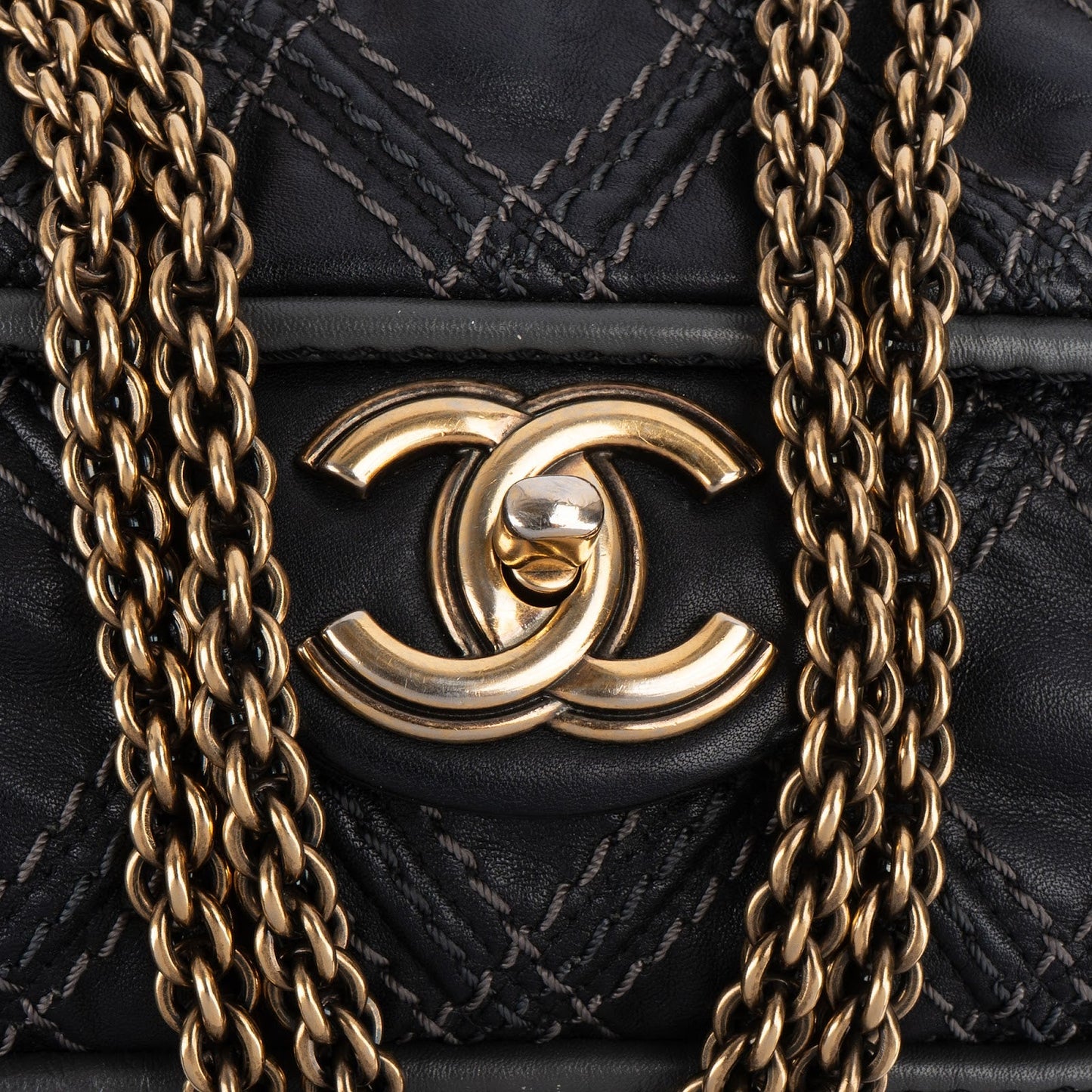 Chanel  Stitching Lambskin Single Flap Shoulder Bag