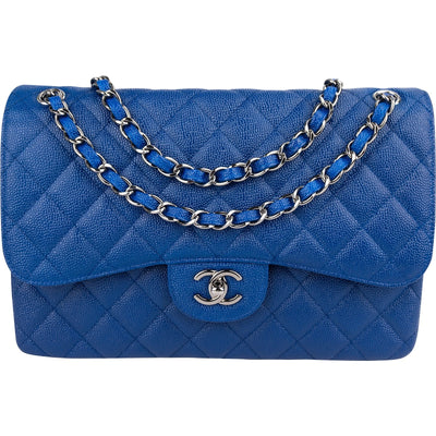 Chanel Quilted Caviar Leather Jumbo Double Flap Crossbody Bag