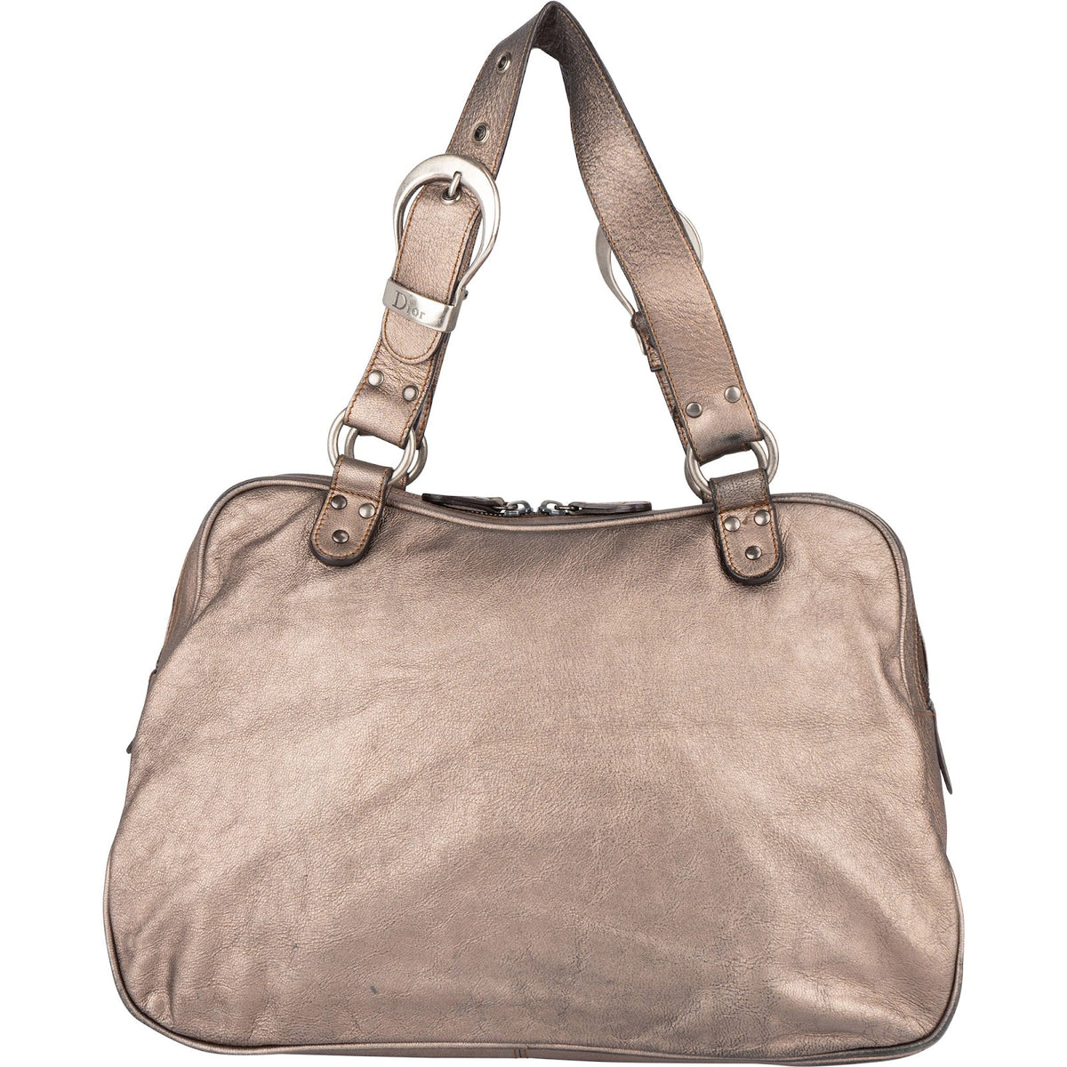Christian Dior Metallic Leather Gaucho Saddle Handbag