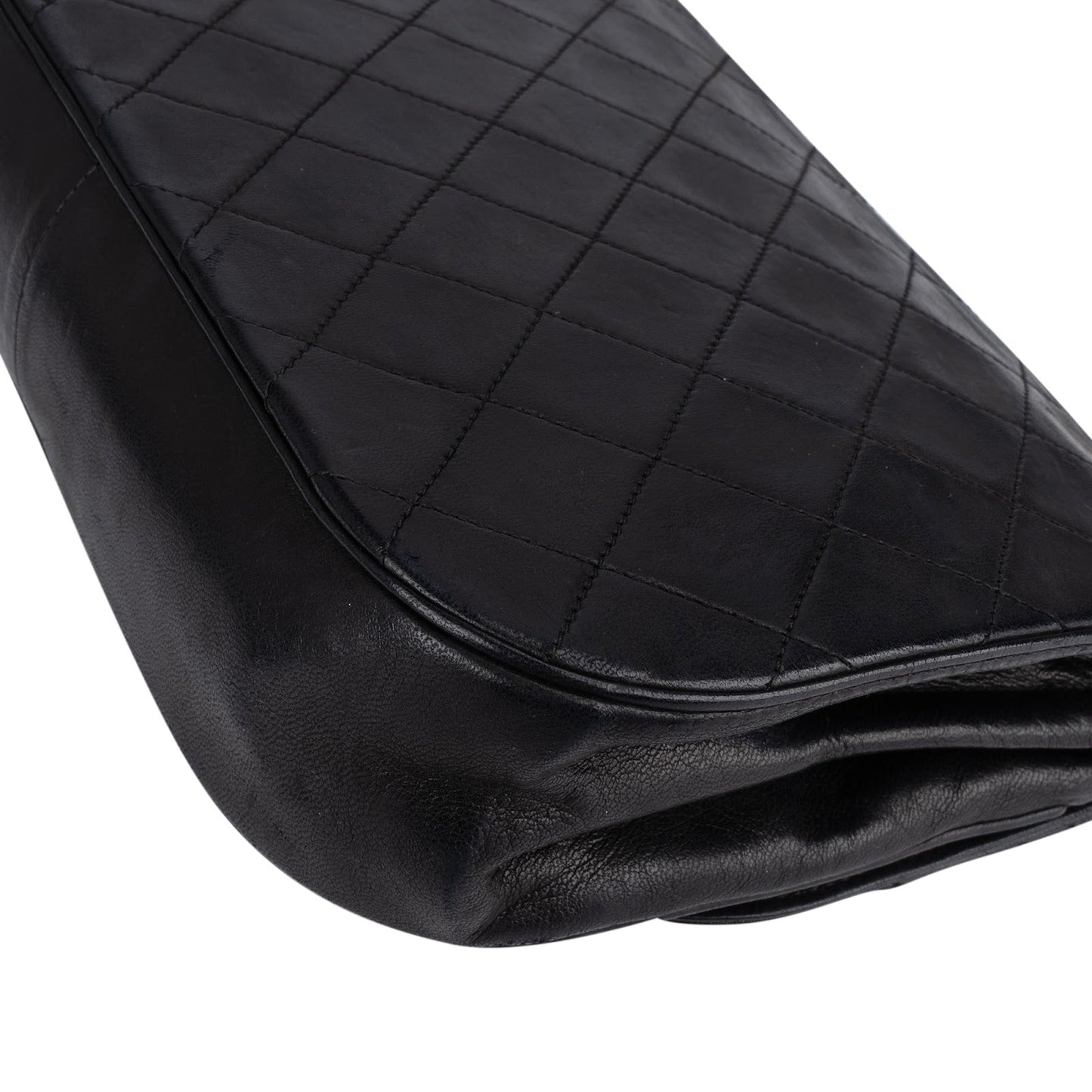 Chanel Quilted Lambskin 24K Gold Half Moon Single Flap Shoulder Bag