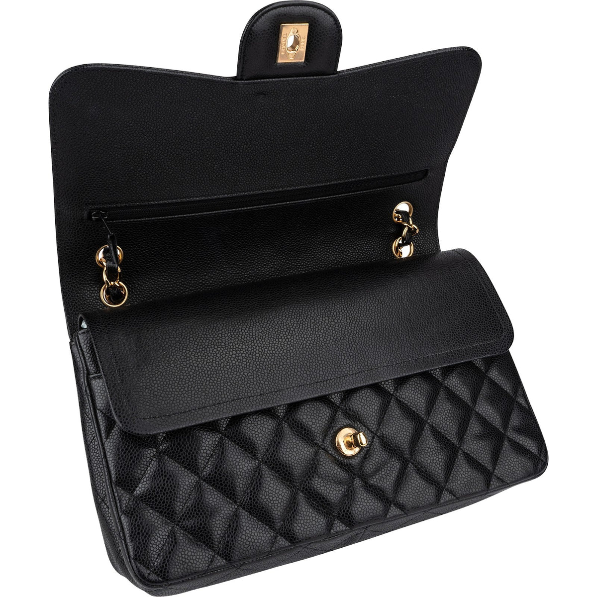 Chanel Quilted Caviar Leather Jumbo Double Flap Crossbody Bag