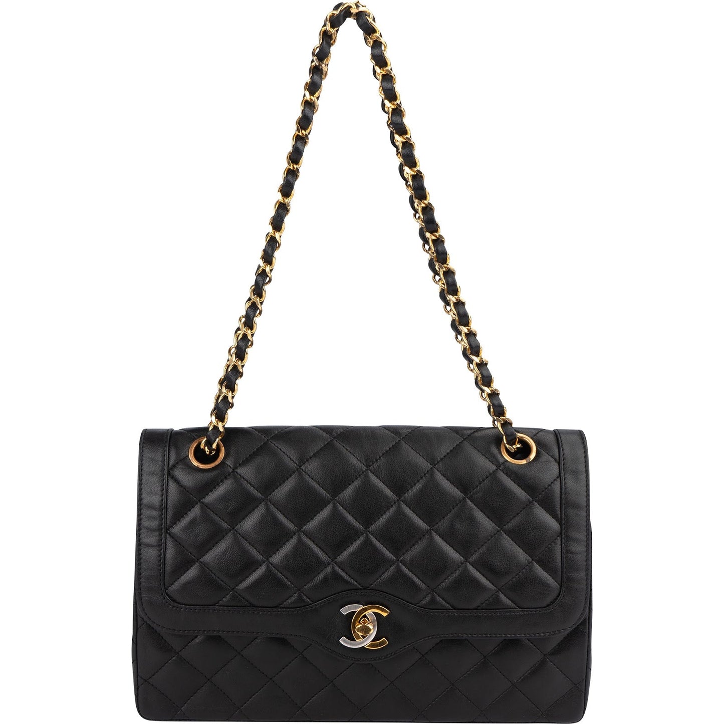 Chanel Quilted Lambskin Bicolor Double Flap Shoulder Bag