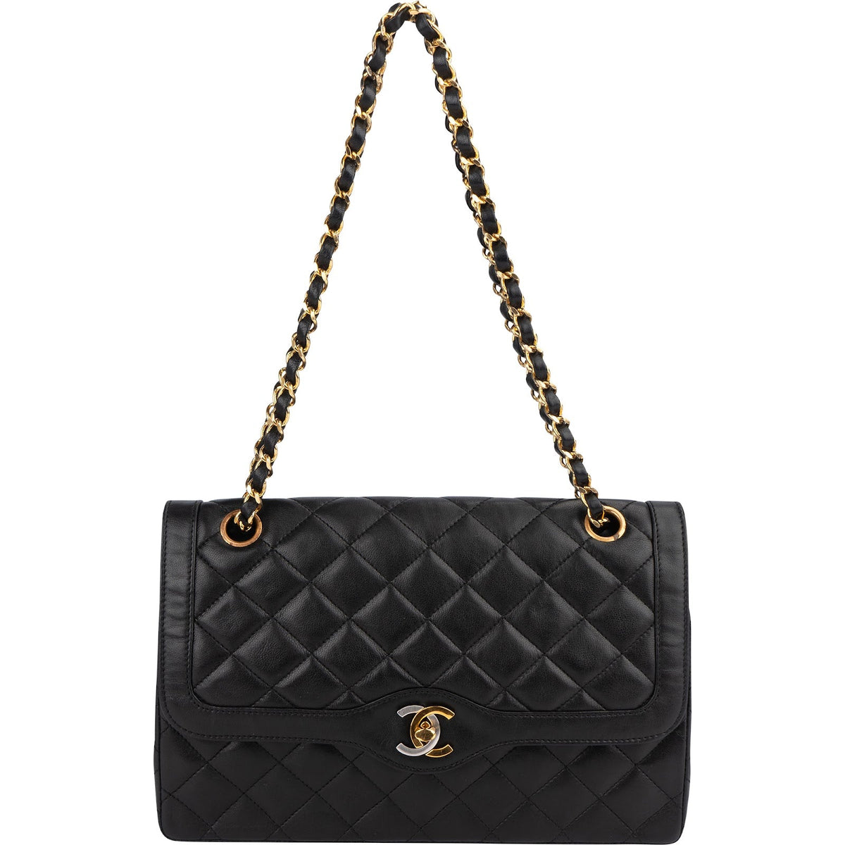 Chanel Quilted Lambskin Bicolor Double Flap Shoulder Bag