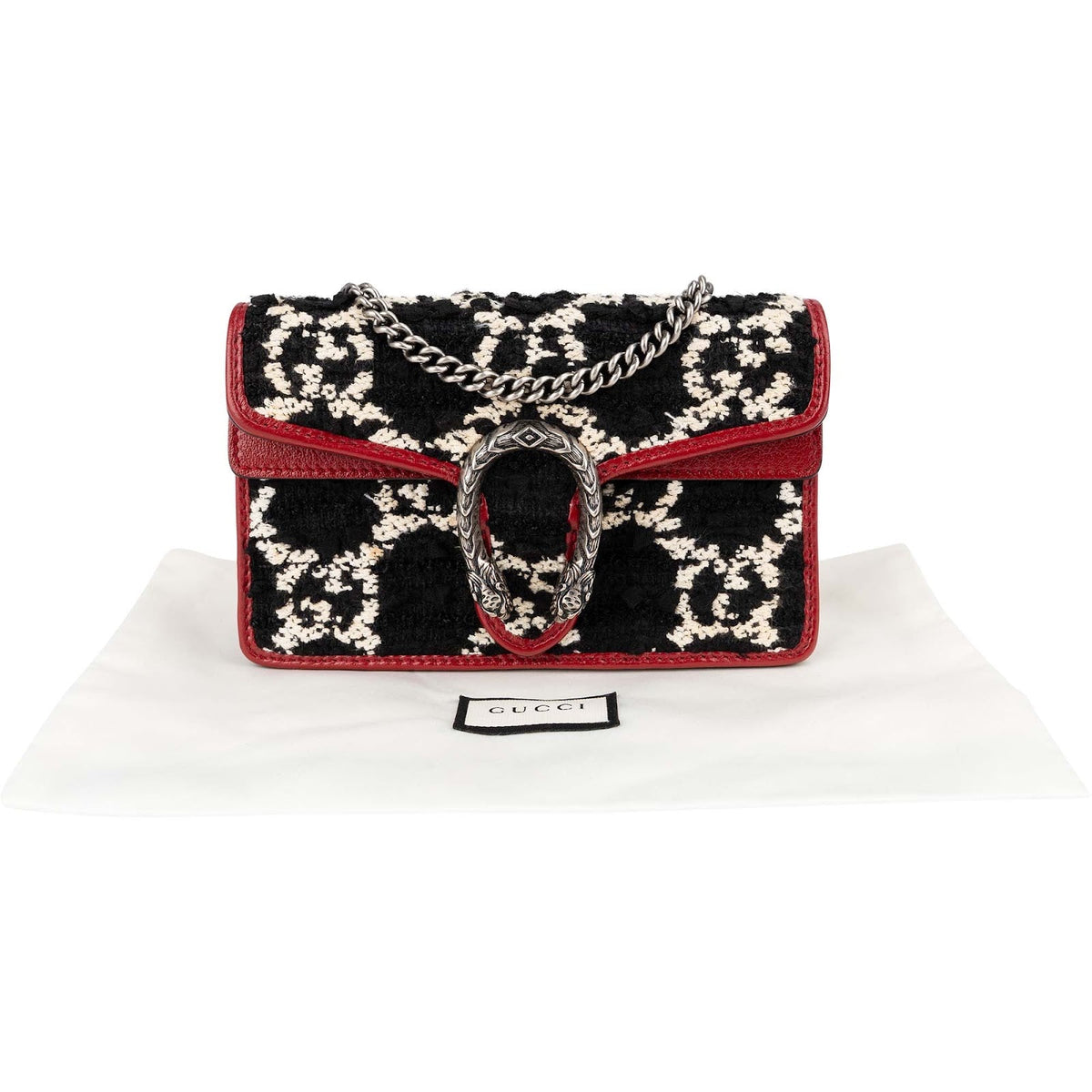 Gucci Tweed Monogram GG Dionysus Super Mini Crossbody Bag